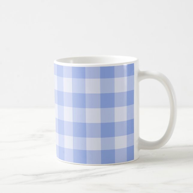 Kitschy blue gingham retro kitchen coffee mug (Right)