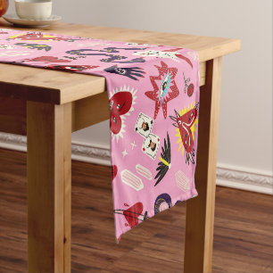 Kitschy Kitchen Retro Mystical Pattern  Short Table Runner