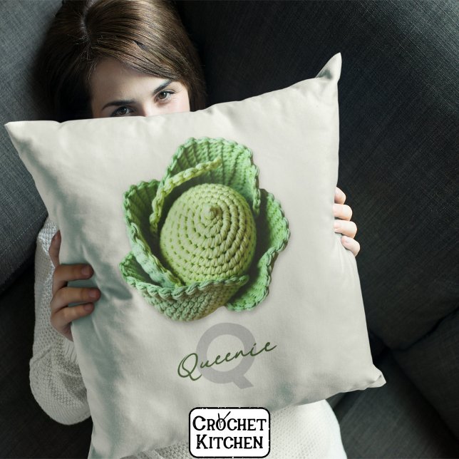 Kitschy Modern Granny Garden Crochet Cabbage Name  Cushion (Creator Uploaded)