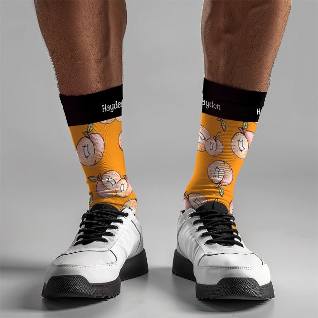Kitschy Peaches Modern Cute Fun Summer Name Socks (Creator Uploaded)