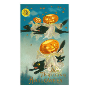 Kitschy Quirky Vintage Halloween Postcard, 1910  Photo Print