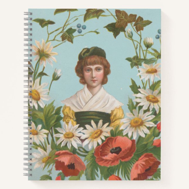 Kitschy Retro German Valentine's Card, 1884 Notebook (Front)