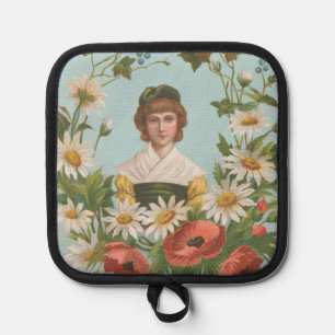 Kitschy Retro German Valentine's Card, 1884 Pot Holder
