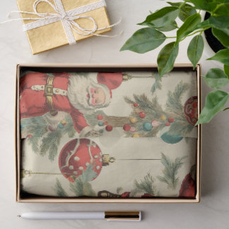 Kitschy Santa and Ornaments Tissue Paper