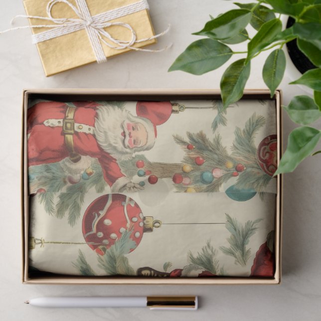 Kitschy Santa and Ornaments  Tissue Paper (Gift)