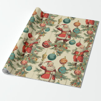 Kitschy Santa and Ornaments Wrapping Paper