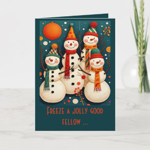 Kitschy Snowmen Christmas Mid-Century Retro Fun Card