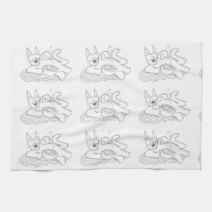 Kitsu Kitsa Cat Ukrainian Perogies Tea Towel