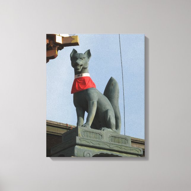 Kitsune キツネ (Fox) with Jewel in Mouth Canvas Print (Front)