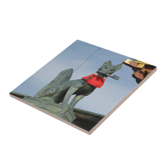 Kitsune キツネ (Fox) with Key in Mouth Tile (Side)