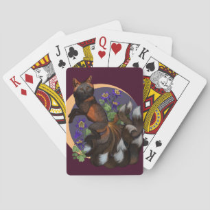 Kitsune and Columbine Flowers Playing Cards