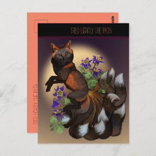 Kitsune and Columbine Flowers Postcard