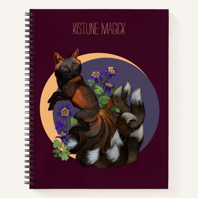 Kitsune and Columbine Flowers sketchbook Notebook (Front)