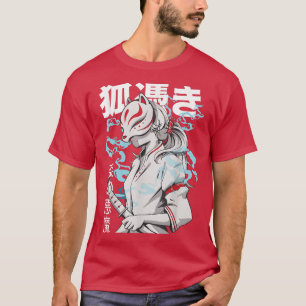 Kitsune Anime Fox Samurai Japanese  T-Shirt