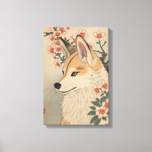 Kitsune & cherry blossom canvas print