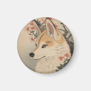 Kitsune & cherry blossom magnet