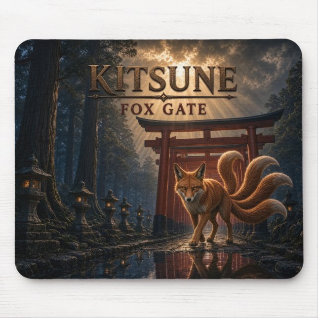 Kitsune Fox Gate Dark Realism Mouse Pad (Front)