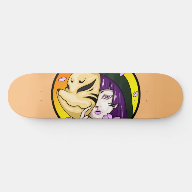 Kitsune Fox Mask Girl Skateboard (Horz)