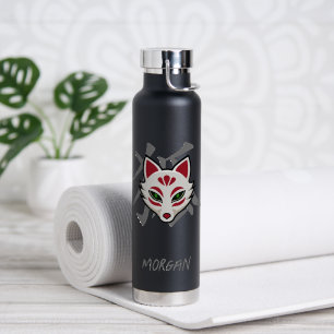 KITSUNE Fox Mask- Street Art Water Bottle