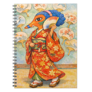 Kitsune in Kimono with Roses – Japanese Fox Spirit Notebook