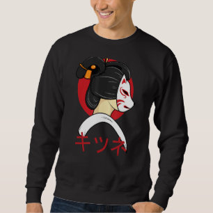 Kitsune Japanese Gaisha Style Grunge Sad Mask Sweatshirt