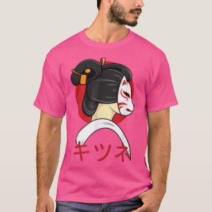 Kitsune Japanese Gaisha Style Grunge Sad Mask T-Shirt