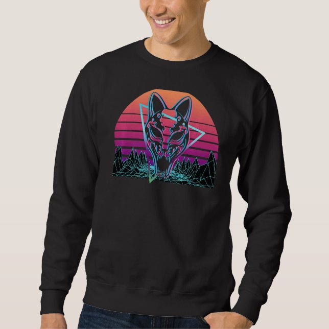 Kitsune Mask Fox Mask Retro Sweatshirt (Front)