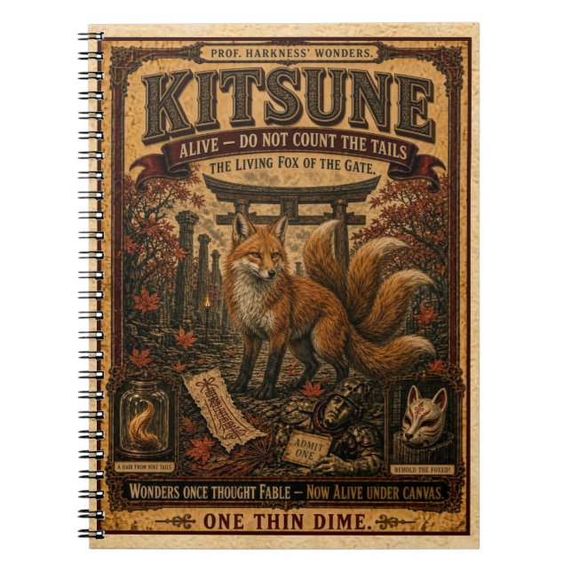 Kitsune, Vintage Circus Monster Notebook (Front)
