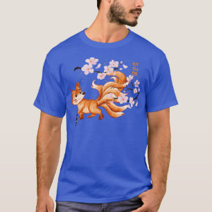 Kitsune Yokai Fox Fantasy Japanese Folklore Cherry T-Shirt