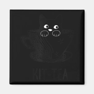 KitTea Cat Lover Cute And Fun Black Cat  Magnet
