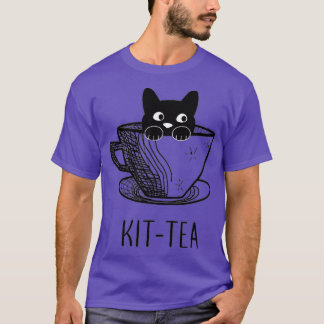 KitTea Cat Lover Cute And Funny Black Cat T-Shirt
