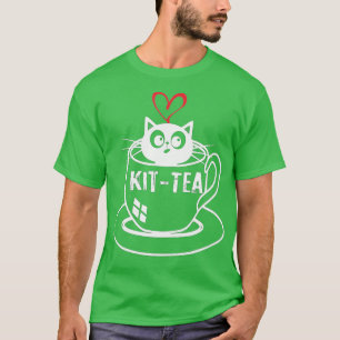 KitTea Cat Lover Tea Lover Cute and Funny Cat T-Shirt