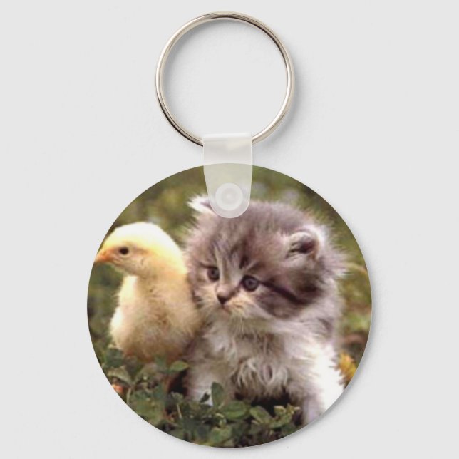 Kitten and Baby Chick Key Ring (Front)
