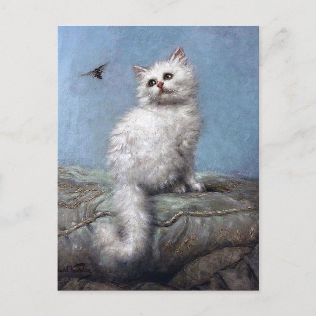 Kitten and Bee, Carl Kahler Postcard (Front)