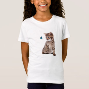 Kitten and Butterfly for Girls'-Bella-T-Shirt T-Shirt