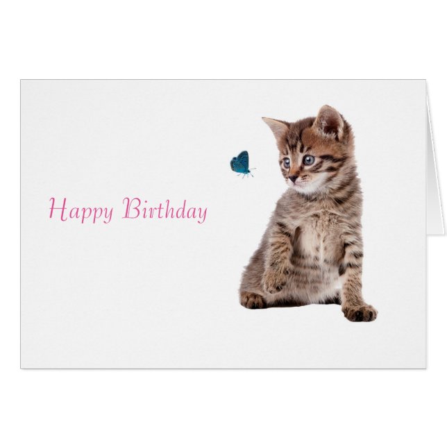 Kitten and Butterfly image for greeting-card (Front Horizontal)
