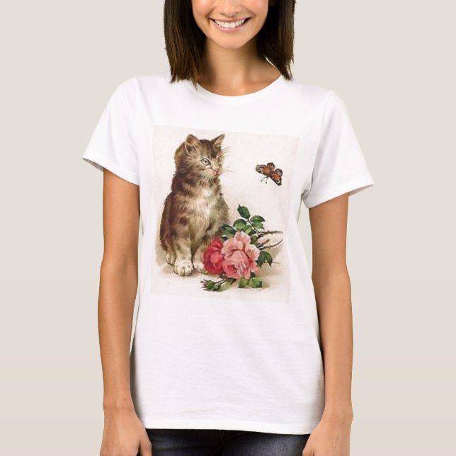 Kitten and Butterfly T-Shirt (Front)