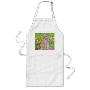 Kitten and Flowers Long Apron