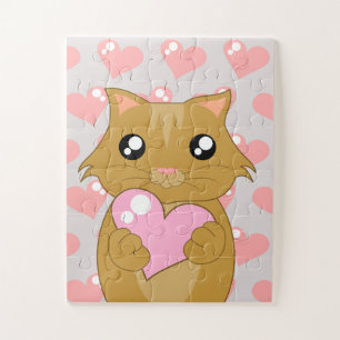 Kitten and Hearts Jigsaw Puzzle