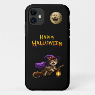 Kitten and laughing moon whimsical happy Halloween Case-Mate iPhone Case
