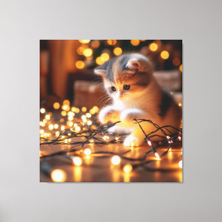 kitten and lights canvas print