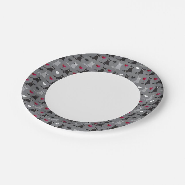 kitten and mice pattern paper plate (Angled)