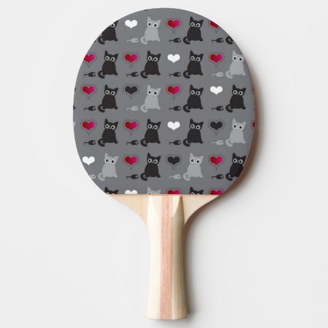 kitten and mice pattern ping pong paddle (Front)
