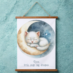 Kitten and Moon Hanging Tapestry