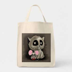 Kitten and Mouse Friendship Love Valentine Heart Tote Bag