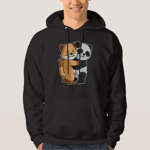 Kitten And Panda Cute Animals For Women Animal Hug Hoodie