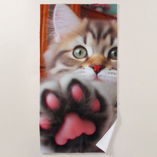 Kitten and Paw Beach Towel