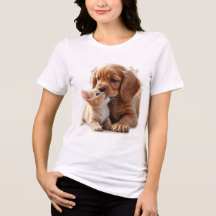 Kitten and Puppy  Tri-Blend Shirt
