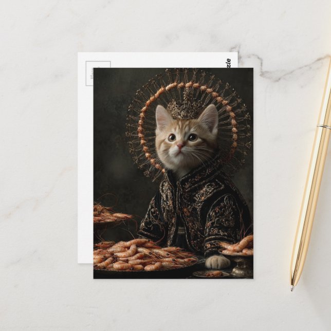 Kitten and the Shrimp Postcard (Front/Back In Situ)