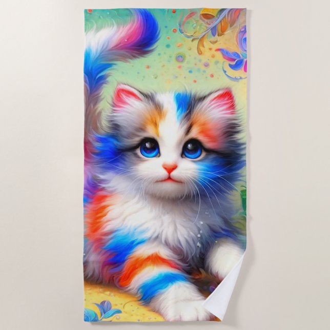 Kitten Art Beach Towel (Front)